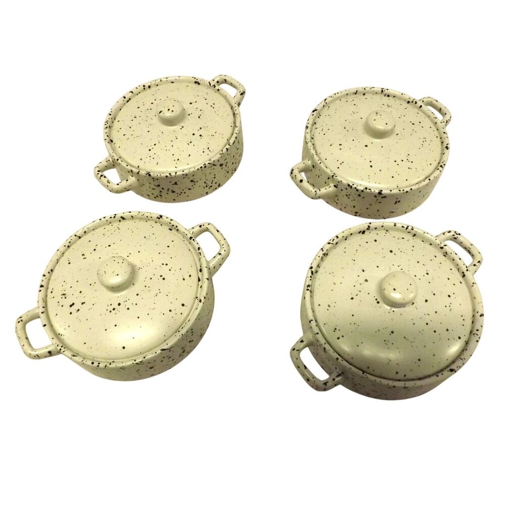 Set 4 Dolly Parton Stoneware Mini Casserole Dishes W Lids Oven Microwave Safe